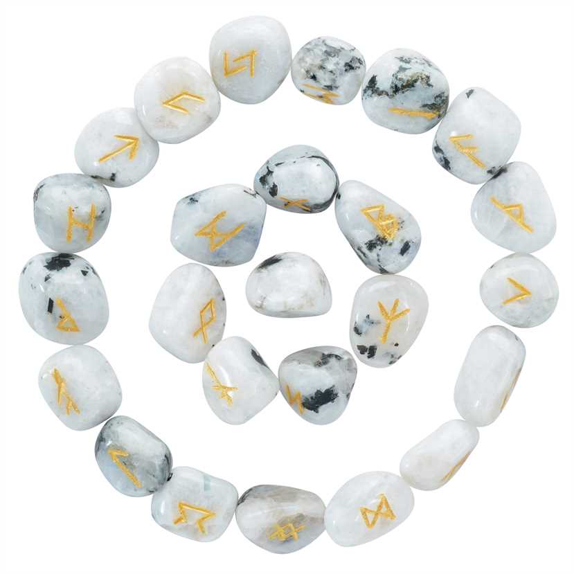 Rainbow Moonstone Rune Stones Sets 25 pcs for Beginners - TheIndianHand