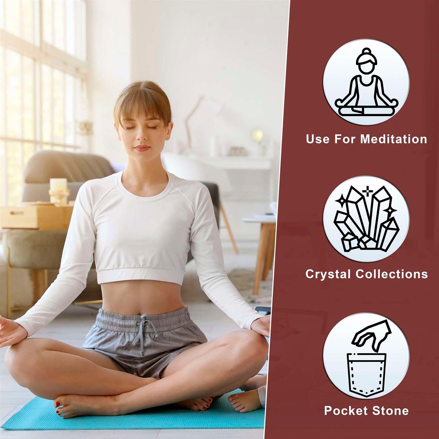 Red Tiger Eye Crystal Palmstone (Confidence, Motivation) - TheIndianHand