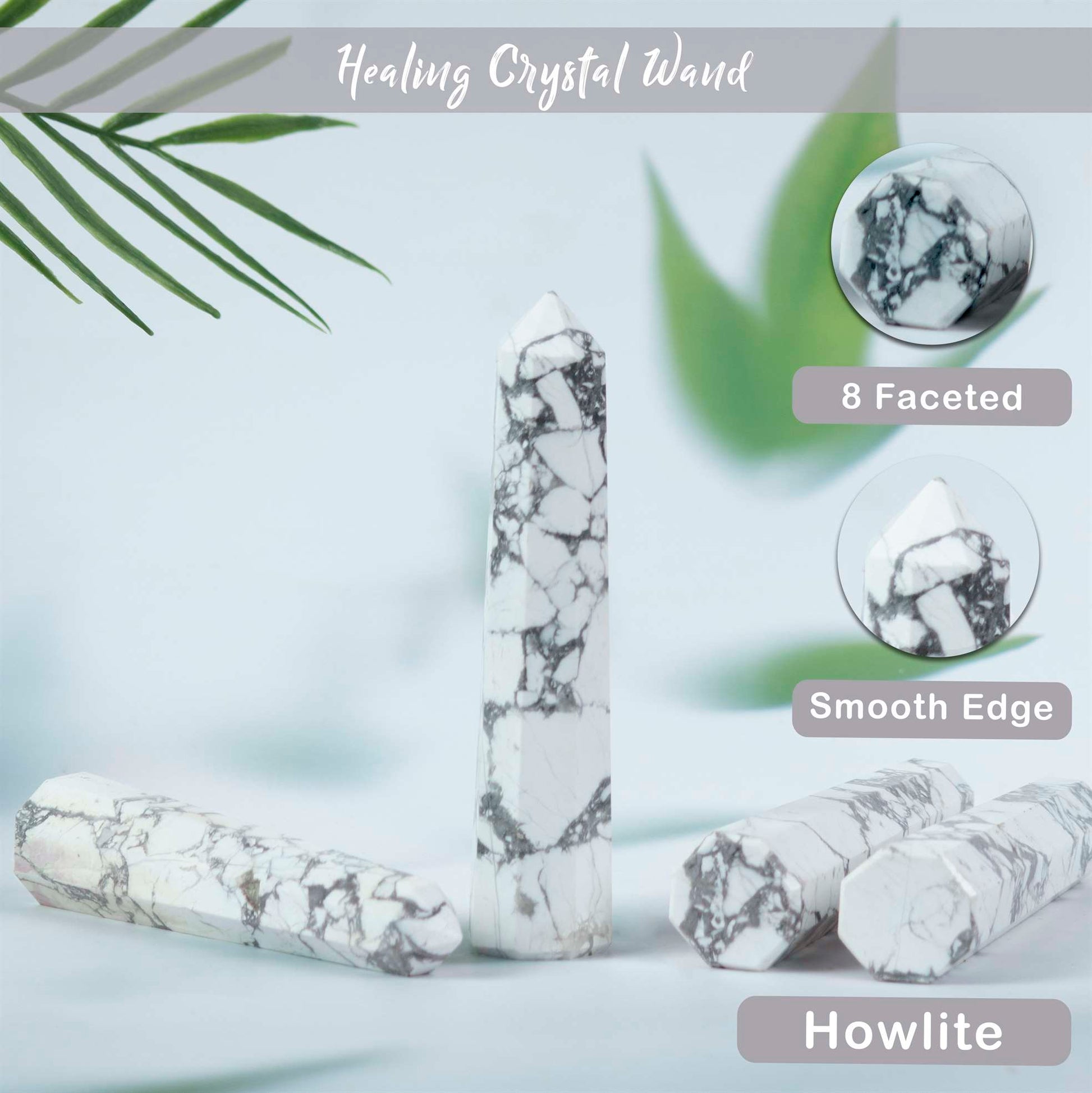 Howlite Healing Crystal Wand - For Manifestation, Massage, and Chakra Alignment - TheIndianHand