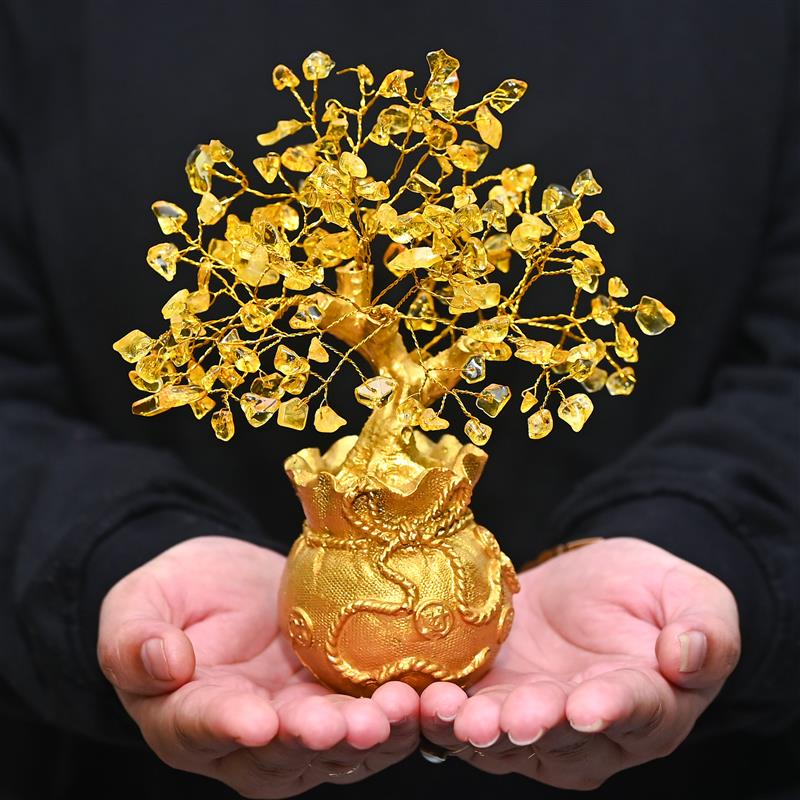 Citrine Crystal Money Tree – Good Luck Gift for Boss, Colleagues, and Home Office Showpiece