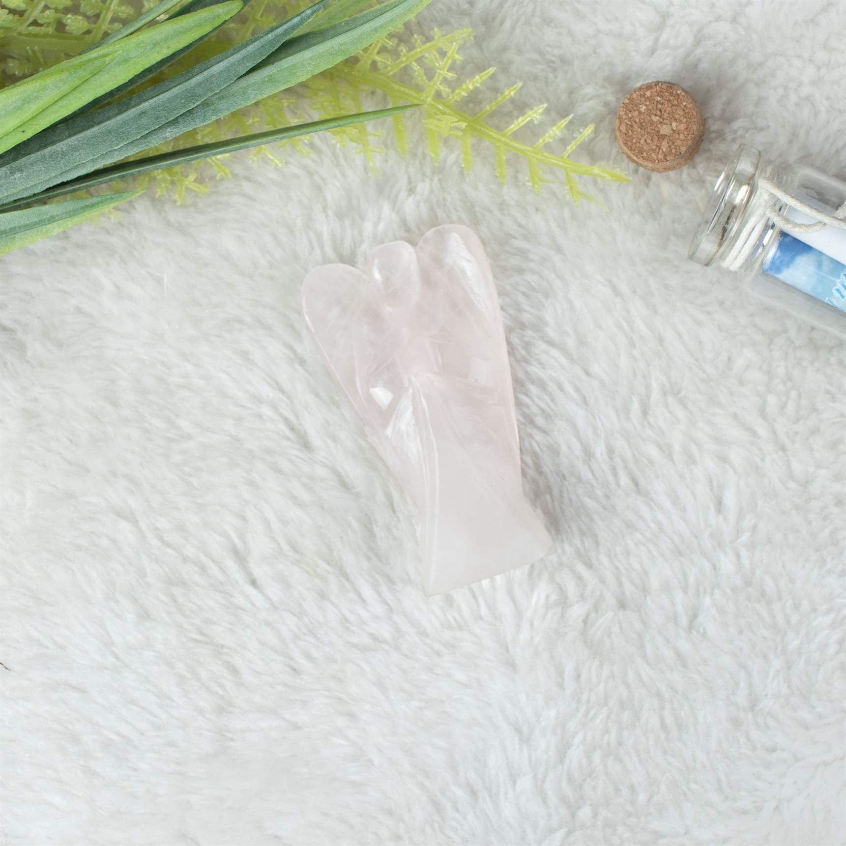 Rose Quartz Guardian Angel Figurine for Love and Healing - TheIndianHand