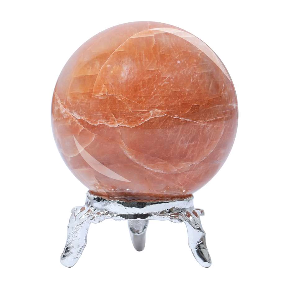 Peach Moonstone Crystal Sphere Ball - Emotionally Soothing - TheIndianHand