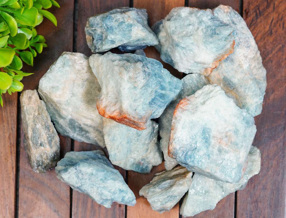 Aquamarine Rough/Raw Natural Crystal for Tumbling Chakra Balancing - TheIndianHand