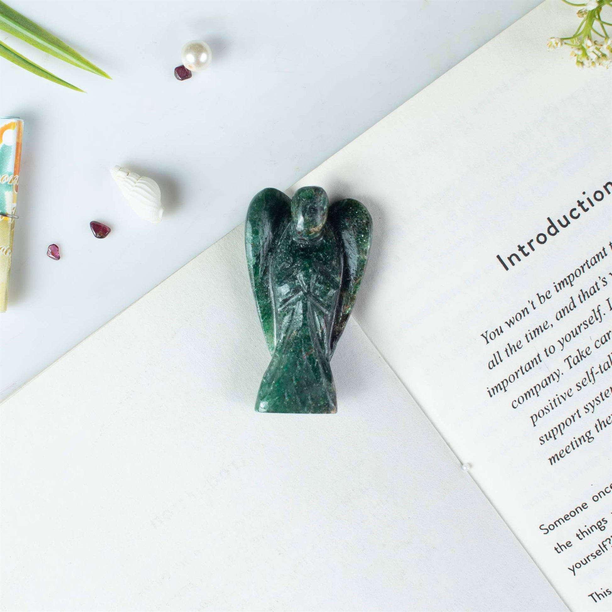 Green Aventurine  Angel Figurine for Love and Peace - TheIndianHand