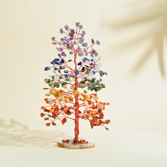 7 Chakra Crystal Tree with Geode Agate Base – Healing & Home Decoration