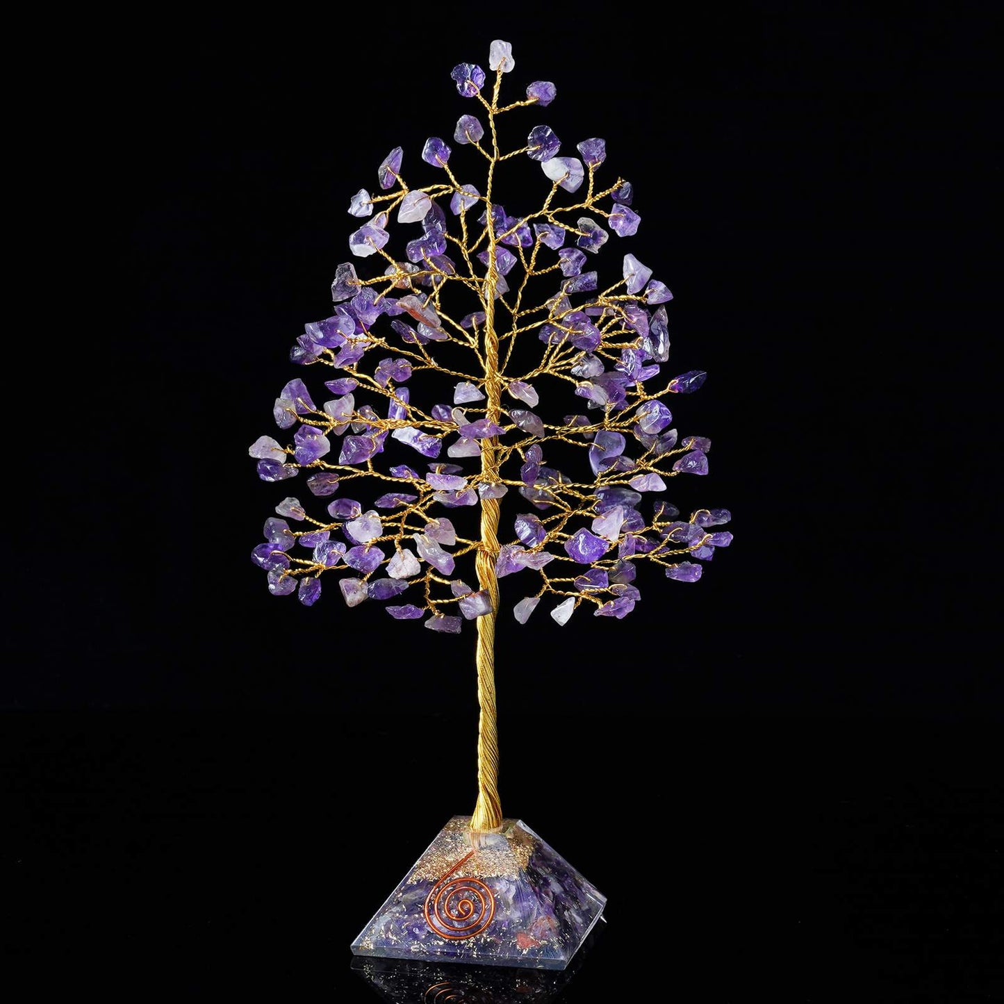 Amethyst Gemstone Tree (Orgone Pyramid Base) - TheIndianHand