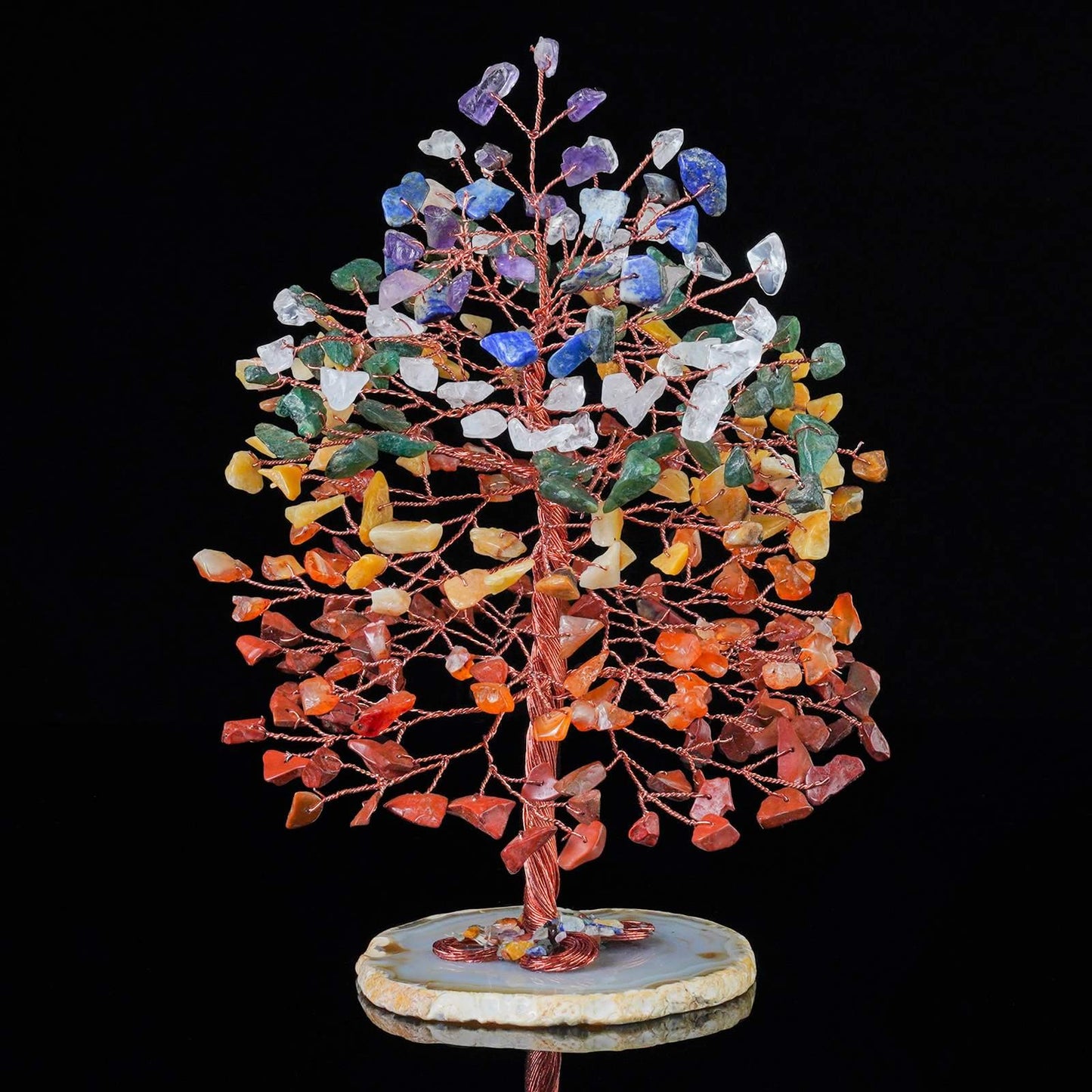 7 Chakra Tree of Life (Geode Agate Slice Base) - TheIndianHand