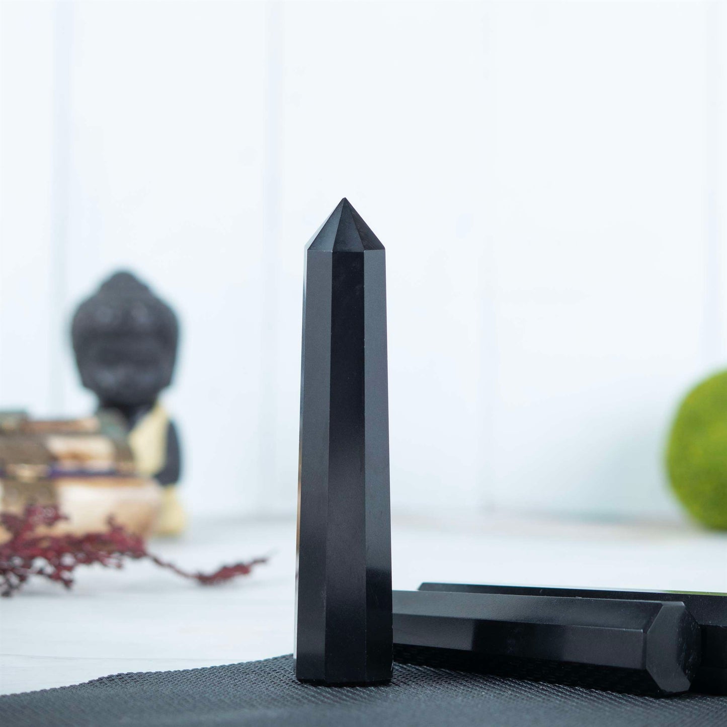 Black Tourmaline Healing Crystal Wand - For Manifestation, Massage, and Protection - TheIndianHand