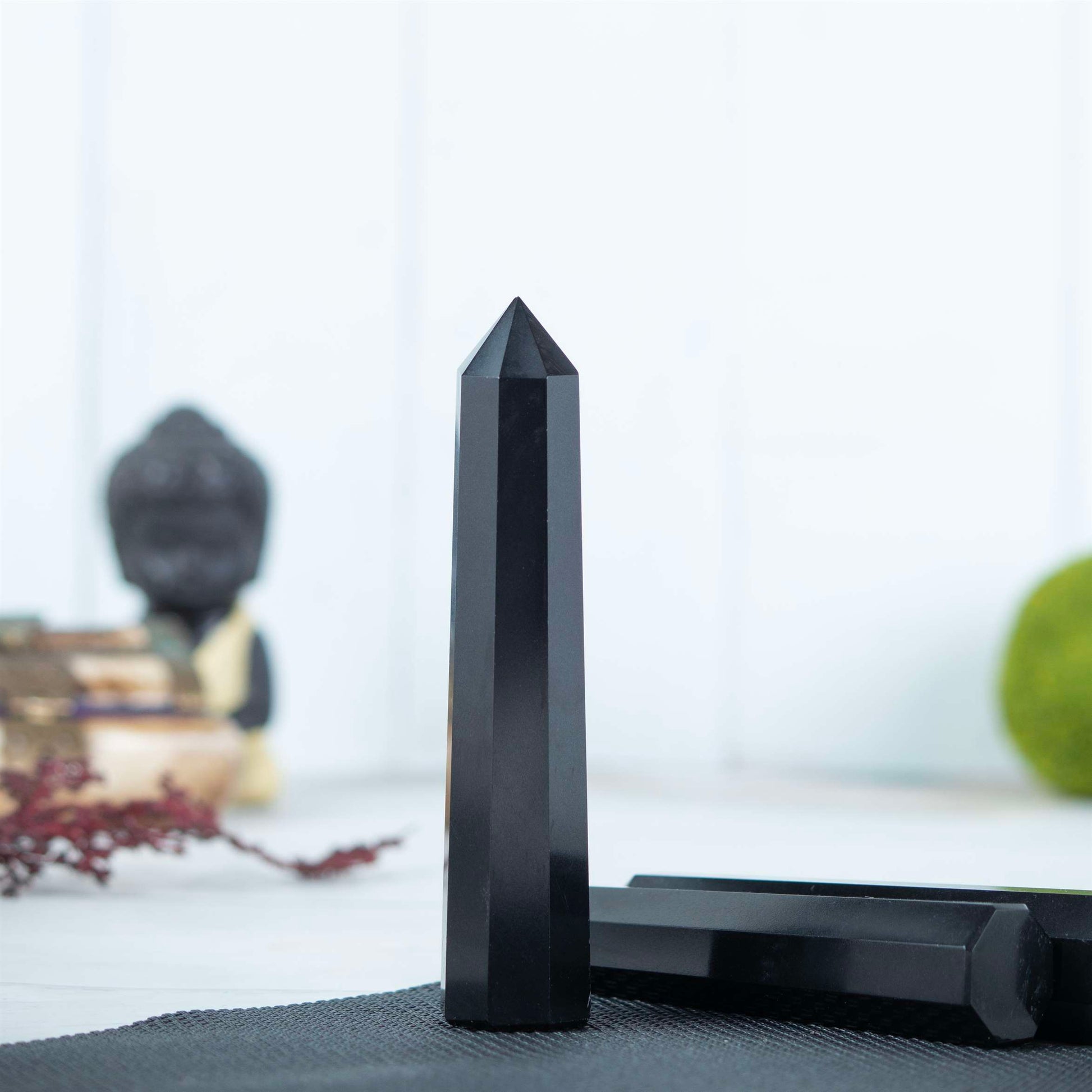 Black Tourmaline Healing Crystal Wand - For Manifestation, Massage, and Protection - TheIndianHand