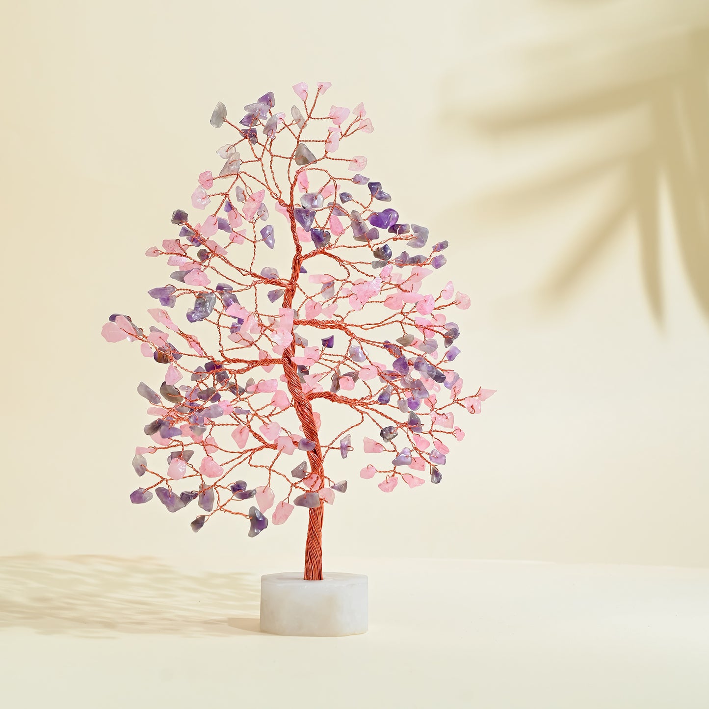 Amethyst & Rose Quartz Crystal Tree with Natural Quartz Base for Love, Healing & Home Décor