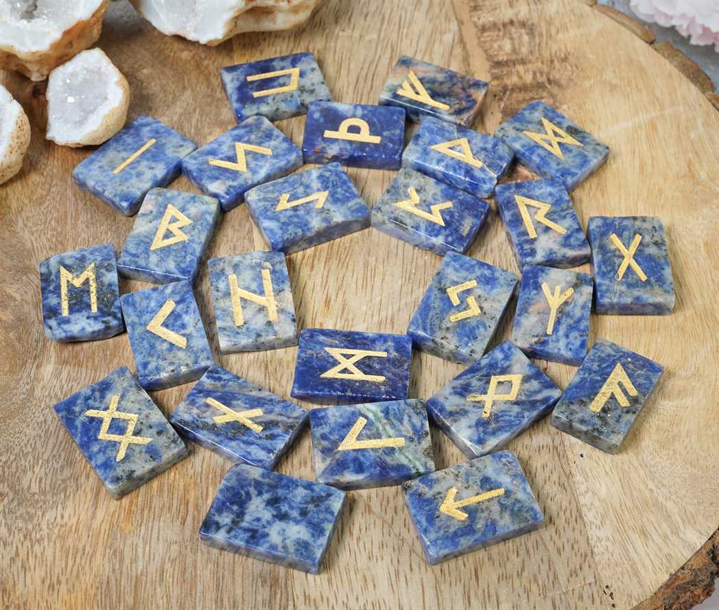 Sodalite Gemstone Runes 25 pcs Rune Set - TheIndianHand