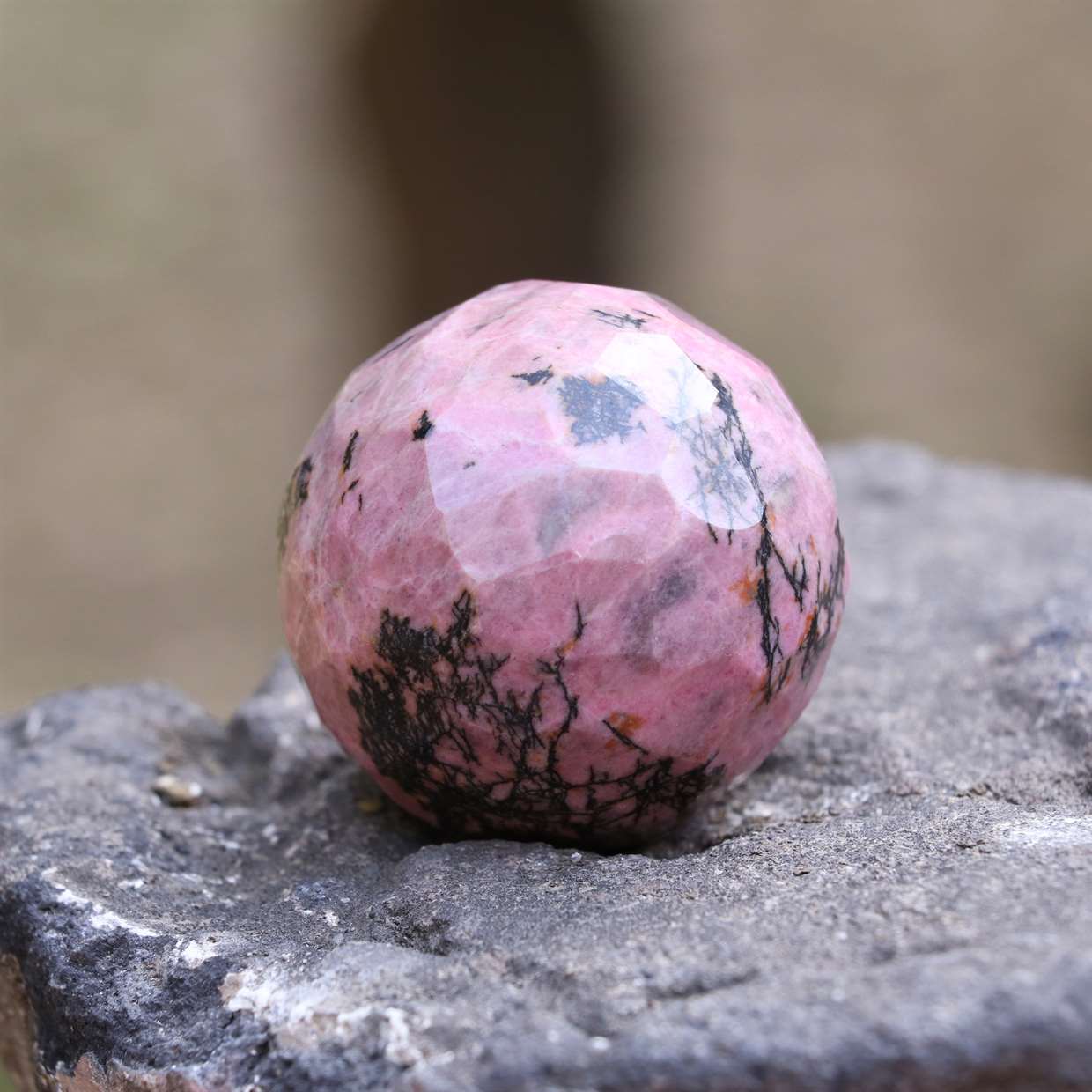 Rhodonite Crystal Sphere Ball - Love and Compassion - TheIndianHand