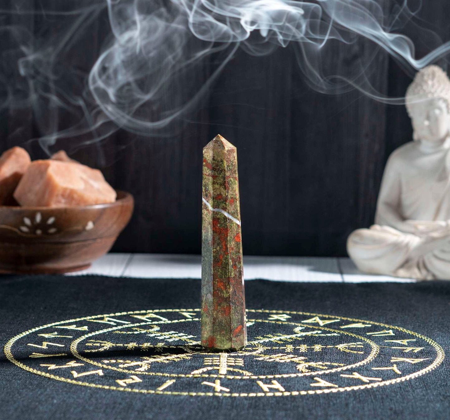 Dragon Bloodstone Healing Crystal Wand - For Manifestation, Massage, and Grounding - TheIndianHand