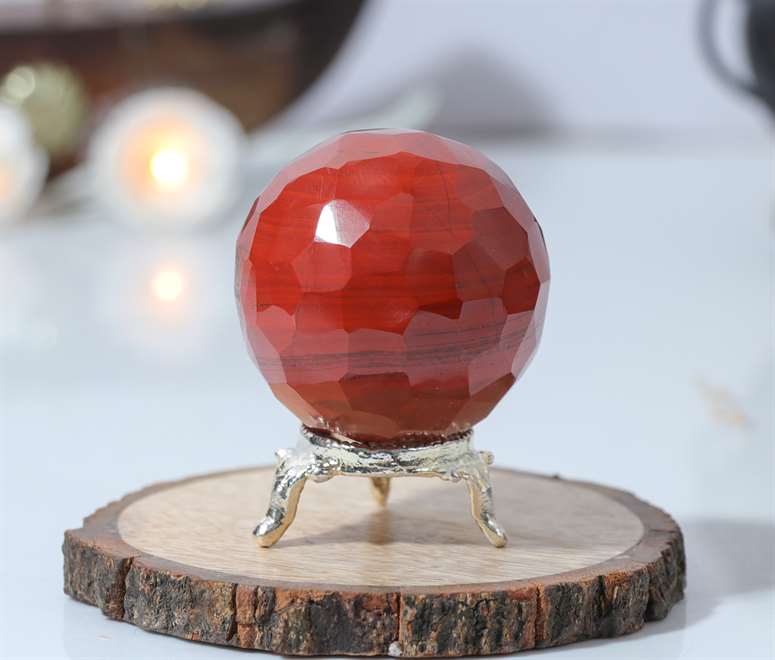 Red Jasper Crystal Sphere Ball - Grounding and Vitality - TheIndianHand