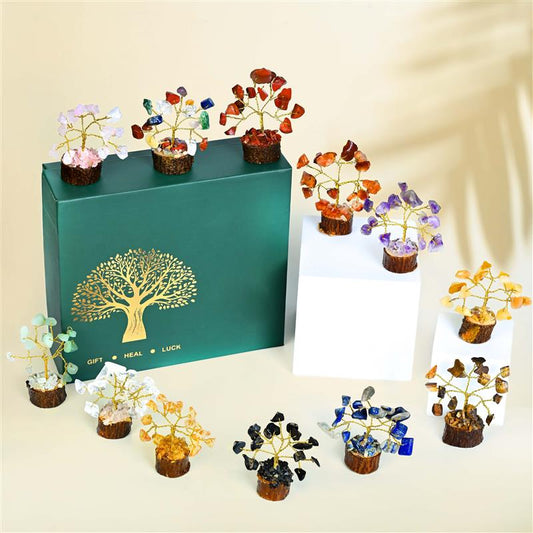 Crystal Tree Set of 12 โ Perfect for Corporate Gifting, Healing & Vastu Showpieces