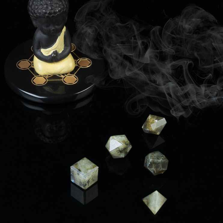 Labradorite Platonic Solids Crystal Geometry Set (15-20 mm) - TheIndianHand