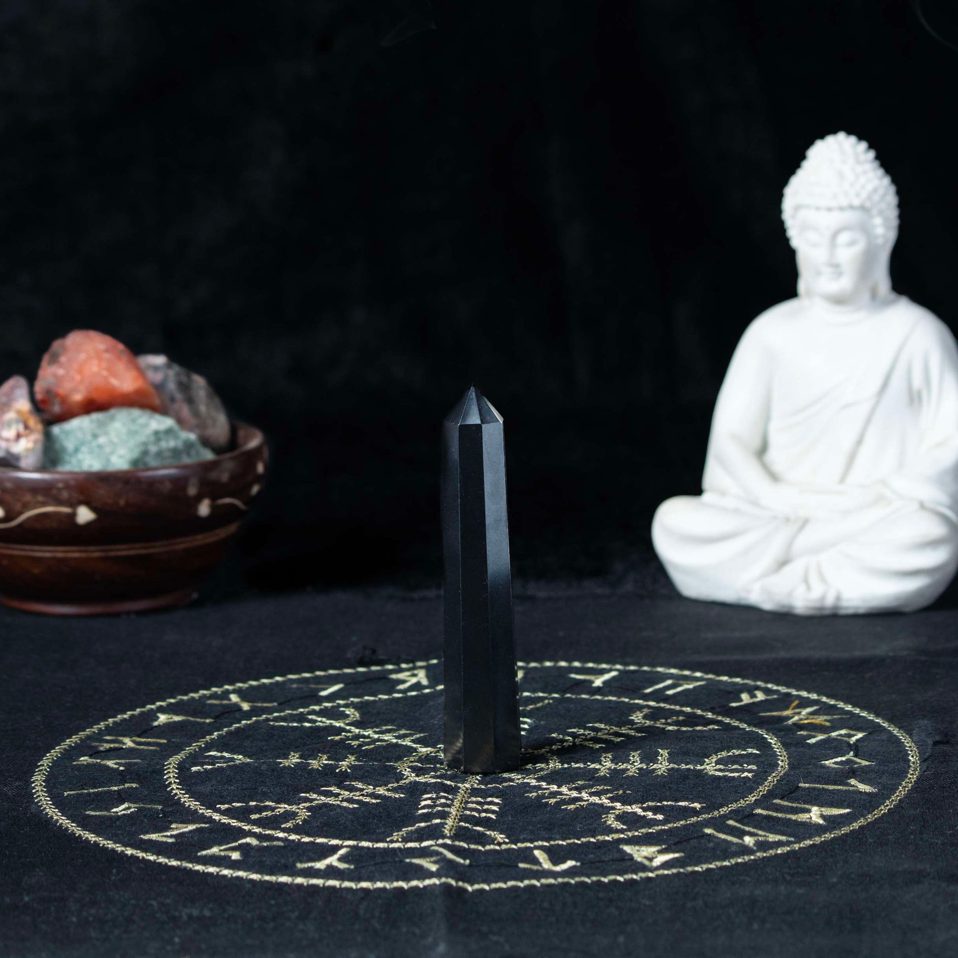 Black Tourmaline Healing Crystal Wand - For Manifestation, Massage, and Protection - TheIndianHand
