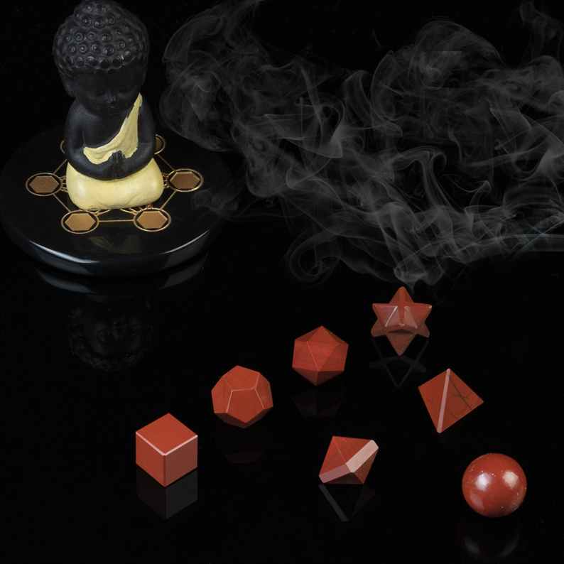 Red Jasper Platonic Solids Crystal Geometry Set (15-20 mm) - TheIndianHand