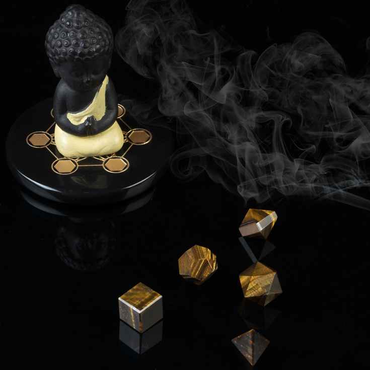 Tiger Eye Platonic Solids Crystal Geometry Set (15-20 mm) - TheIndianHand