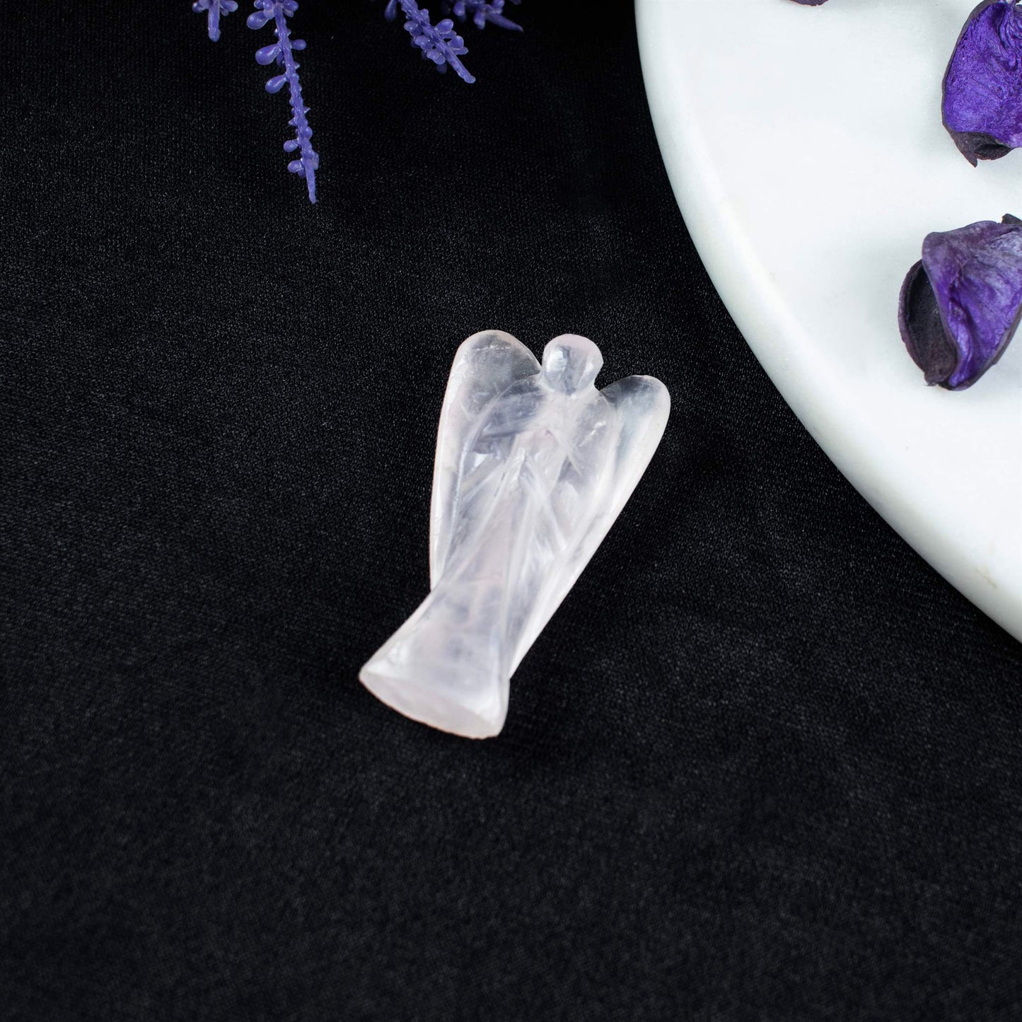 Rose Quartz Guardian Angel Figurine for Love and Healing - TheIndianHand