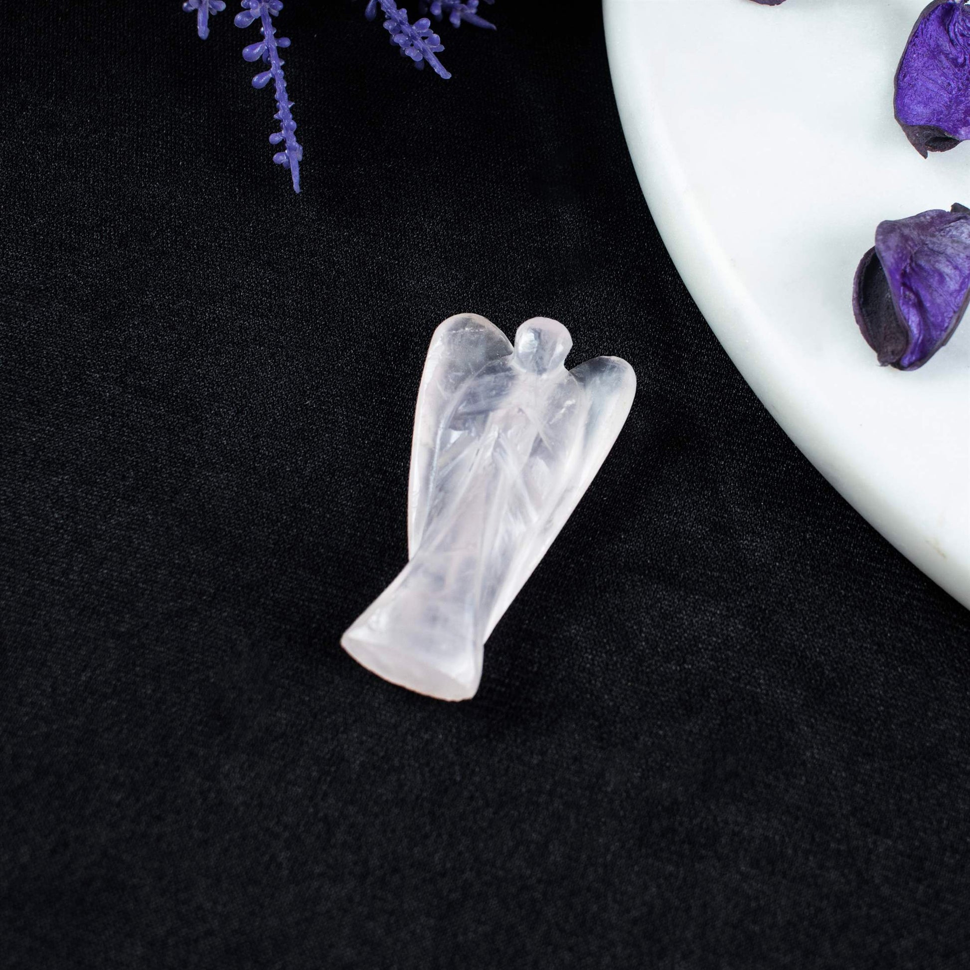 Rose Quartz Guardian Angel Figurine for Love and Healing - TheIndianHand