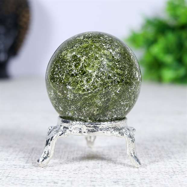 Green Vesuvianite Crystal Sphere Ball - Transformation - TheIndianHand