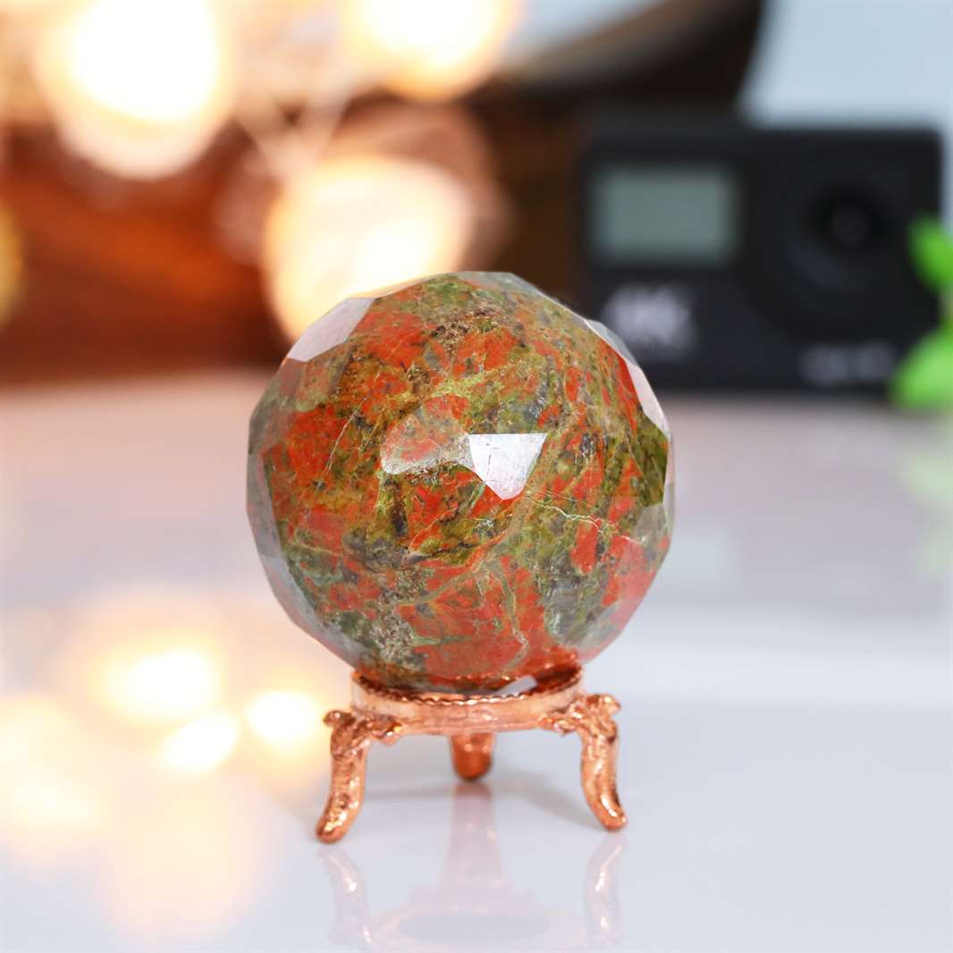 Unakite Crystal Sphere Ball - Balance and Healing - TheIndianHand