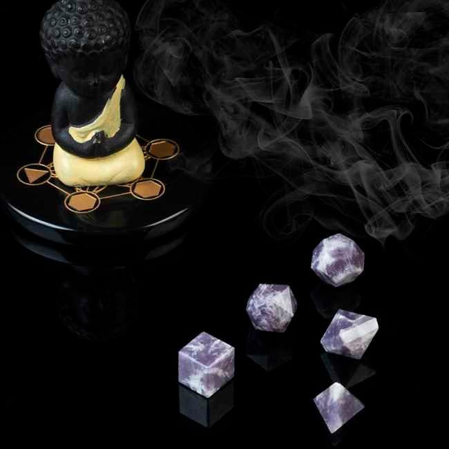 Lapidolite Platonic Solid Sacred Geometric 5 Pcs Set - TheIndianHand