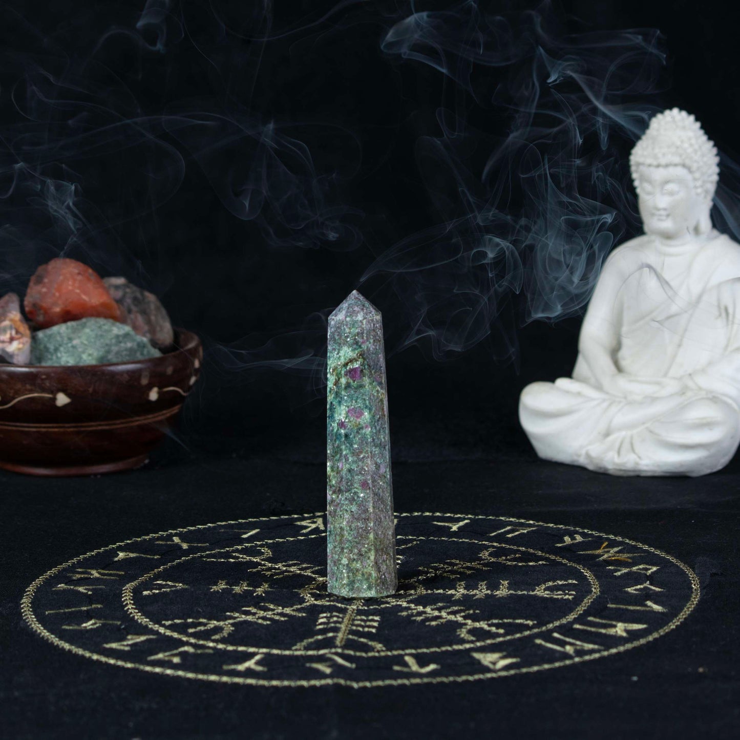 Ruby Zoisite Healing Crystal Wand - For Manifestation, Massage, and Heart Chakra Healing - TheIndianHand