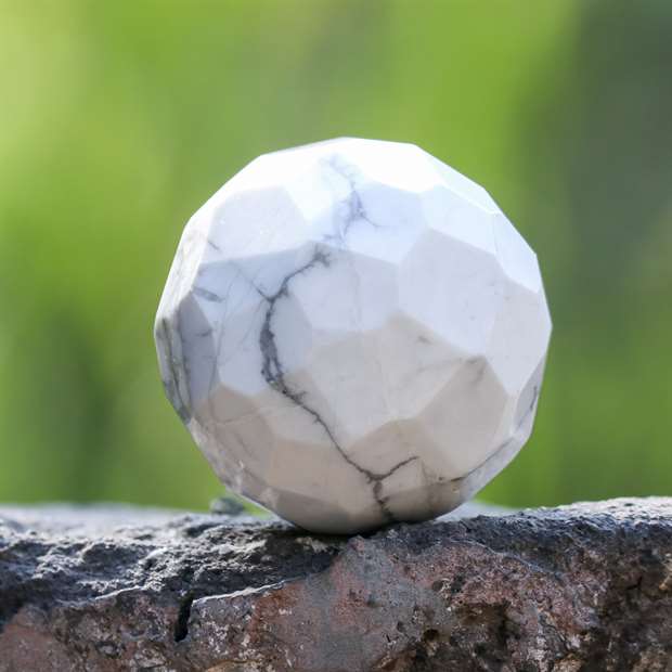 Howlite Crystal Sphere Ball - Calm Communication - TheIndianHand