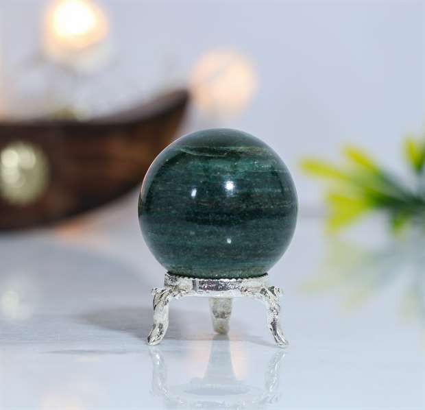 Green Aventurine Crystal Sphere Ball - Luck and Prosperity - TheIndianHand