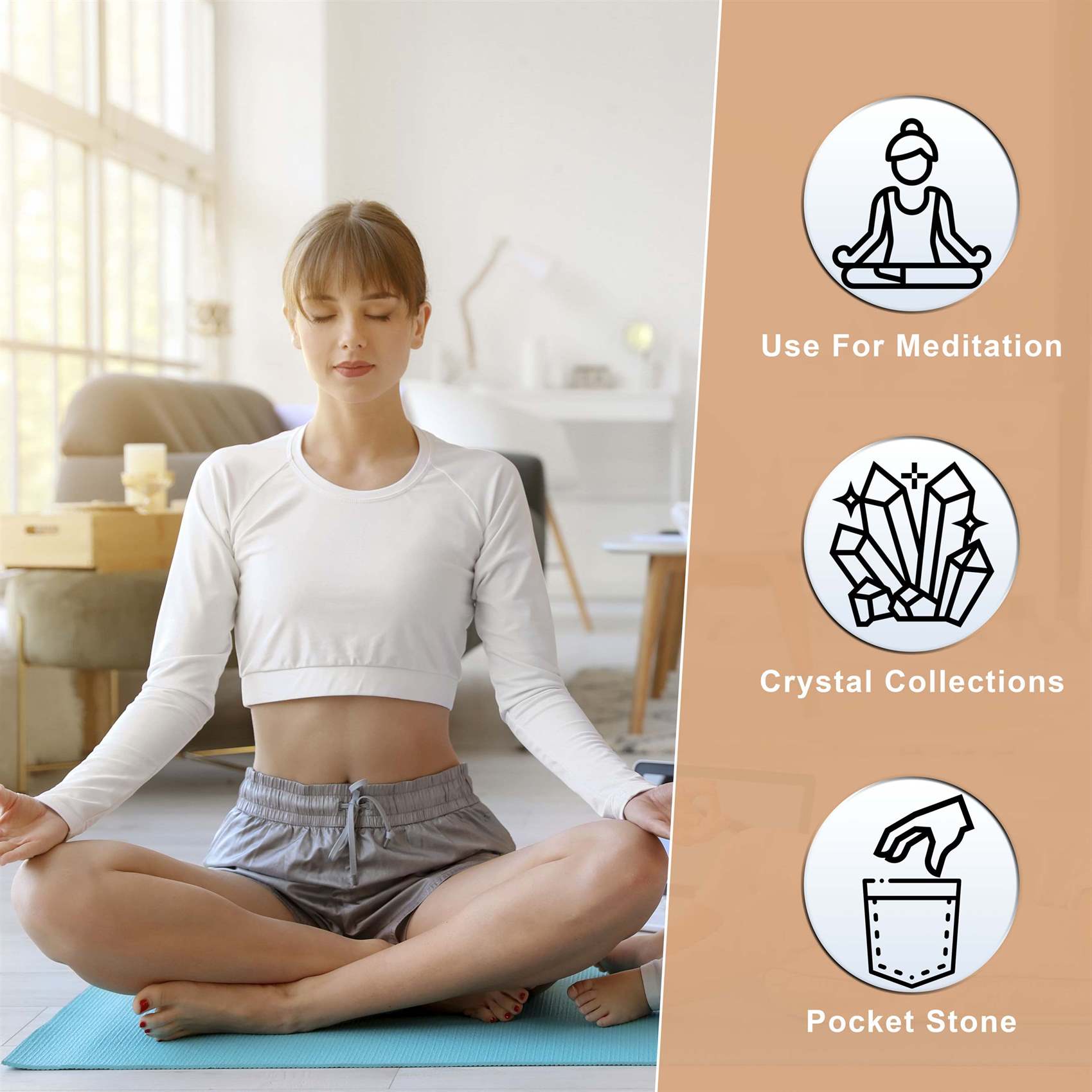 Peach Moonstone Crystal Heart Shape Stone - Emotional Healing and Love - TheIndianHand