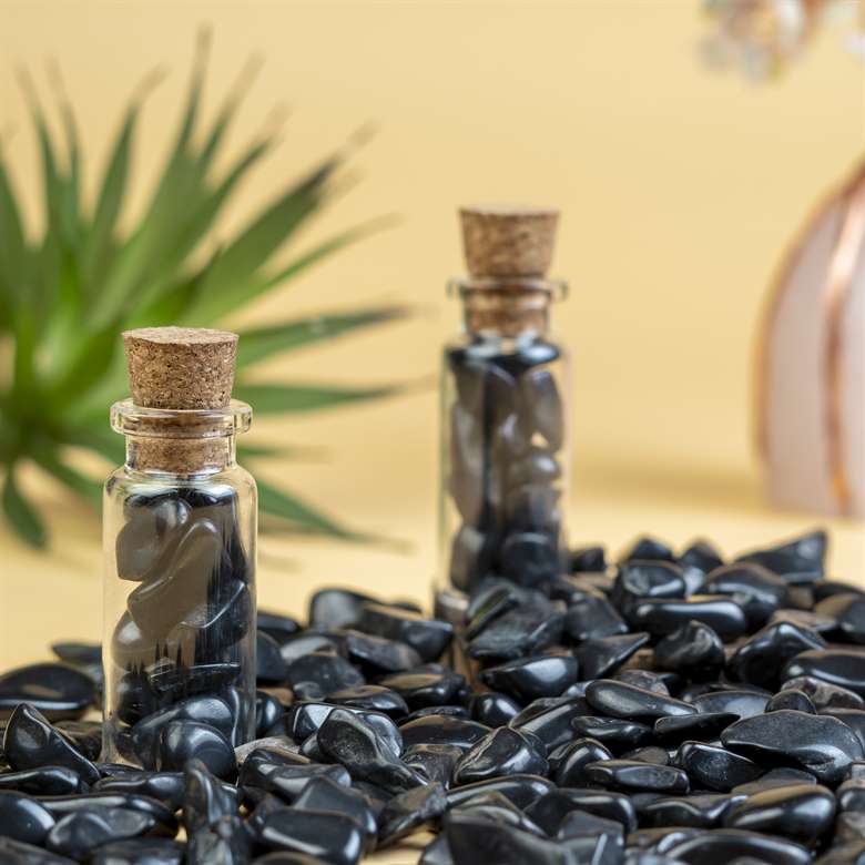 Black Tourmaline Crystal Chips Stone - TheIndianHand