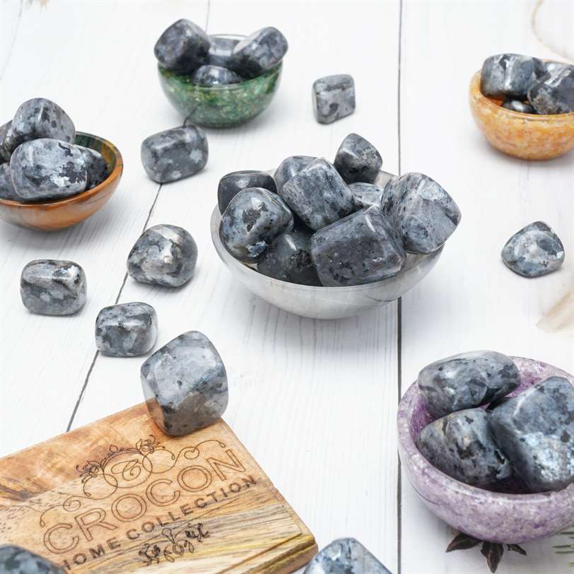 Larvikite Tumbled Stones - TheIndianHand
