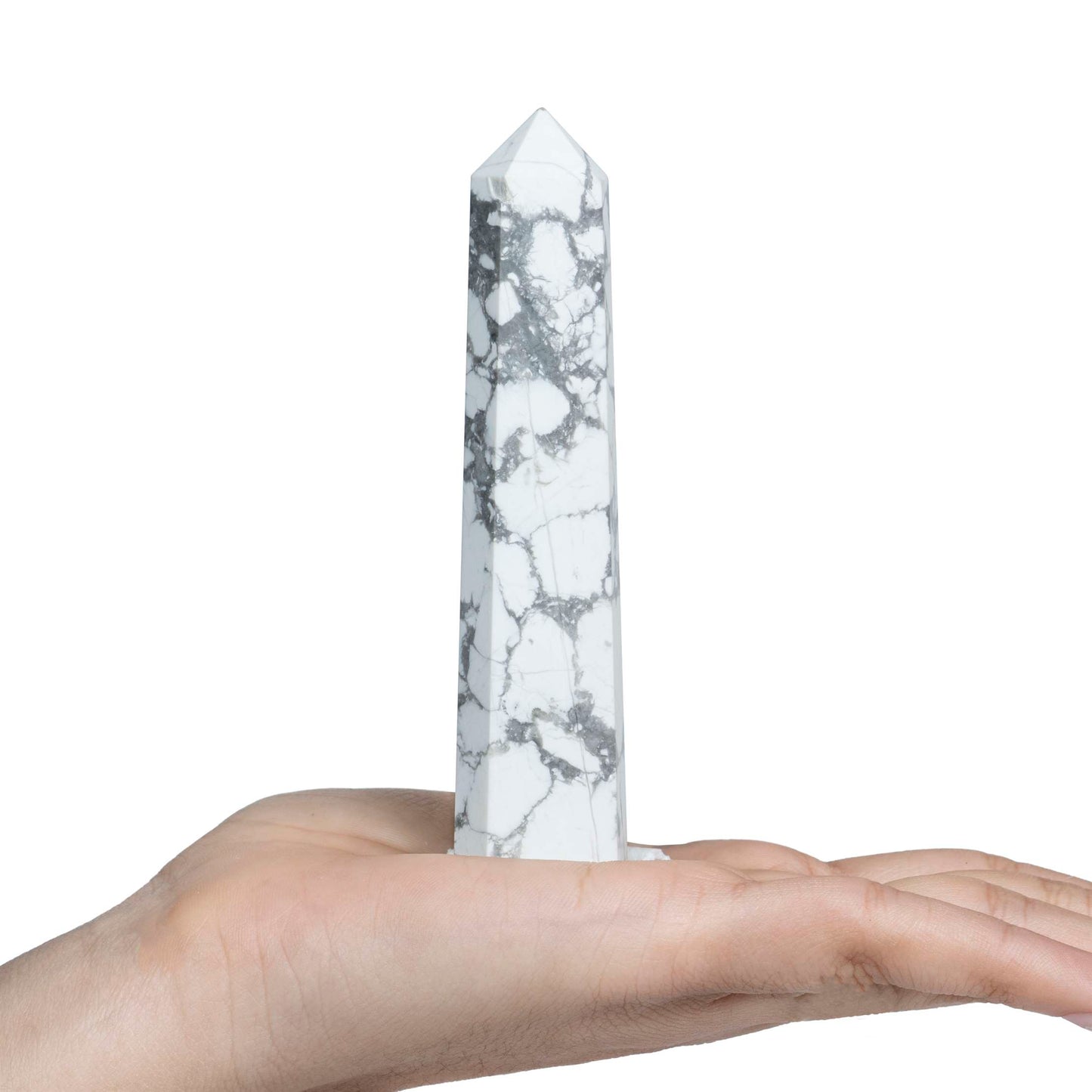 Howlite Healing Crystal Wand - For Manifestation, Massage, and Chakra Alignment - TheIndianHand