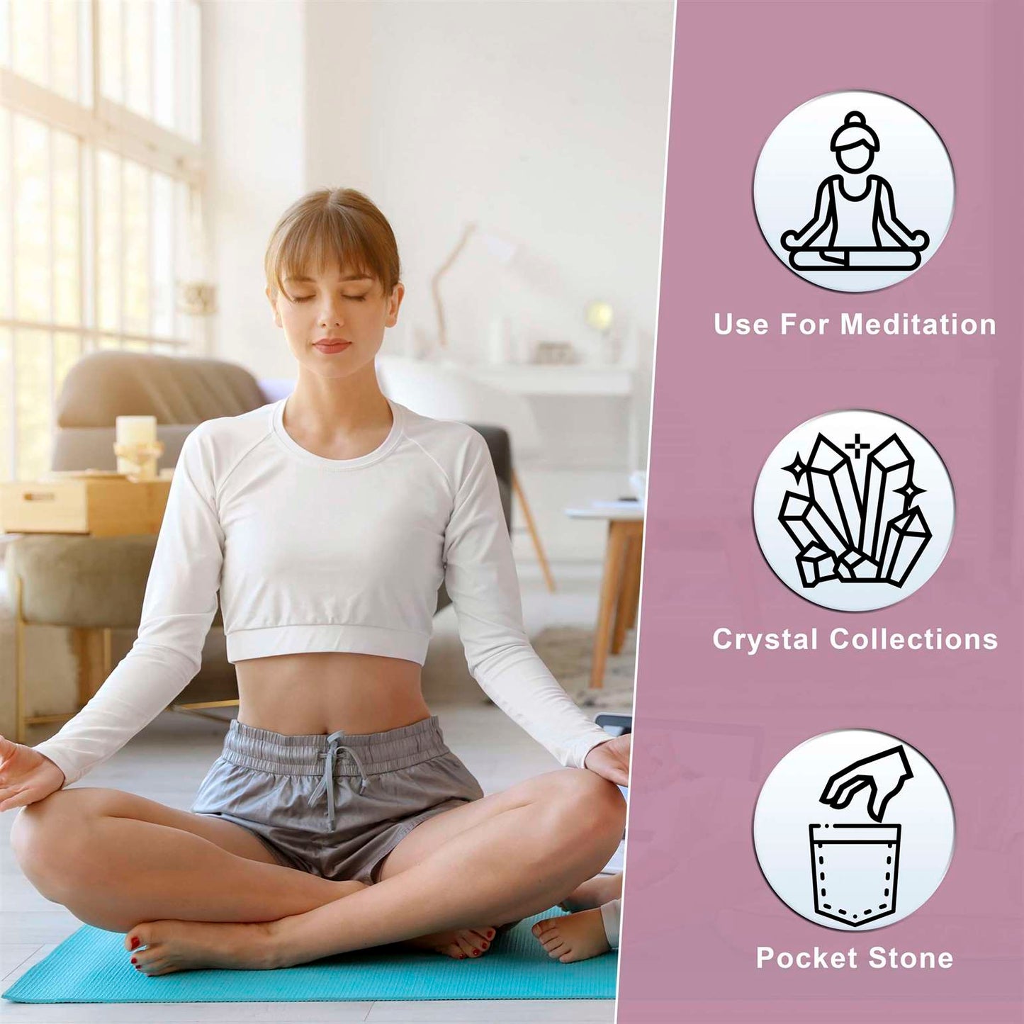 Rose Quartz Crystal Palmstone (Love and Healing, Foster Self-Love) - TheIndianHand