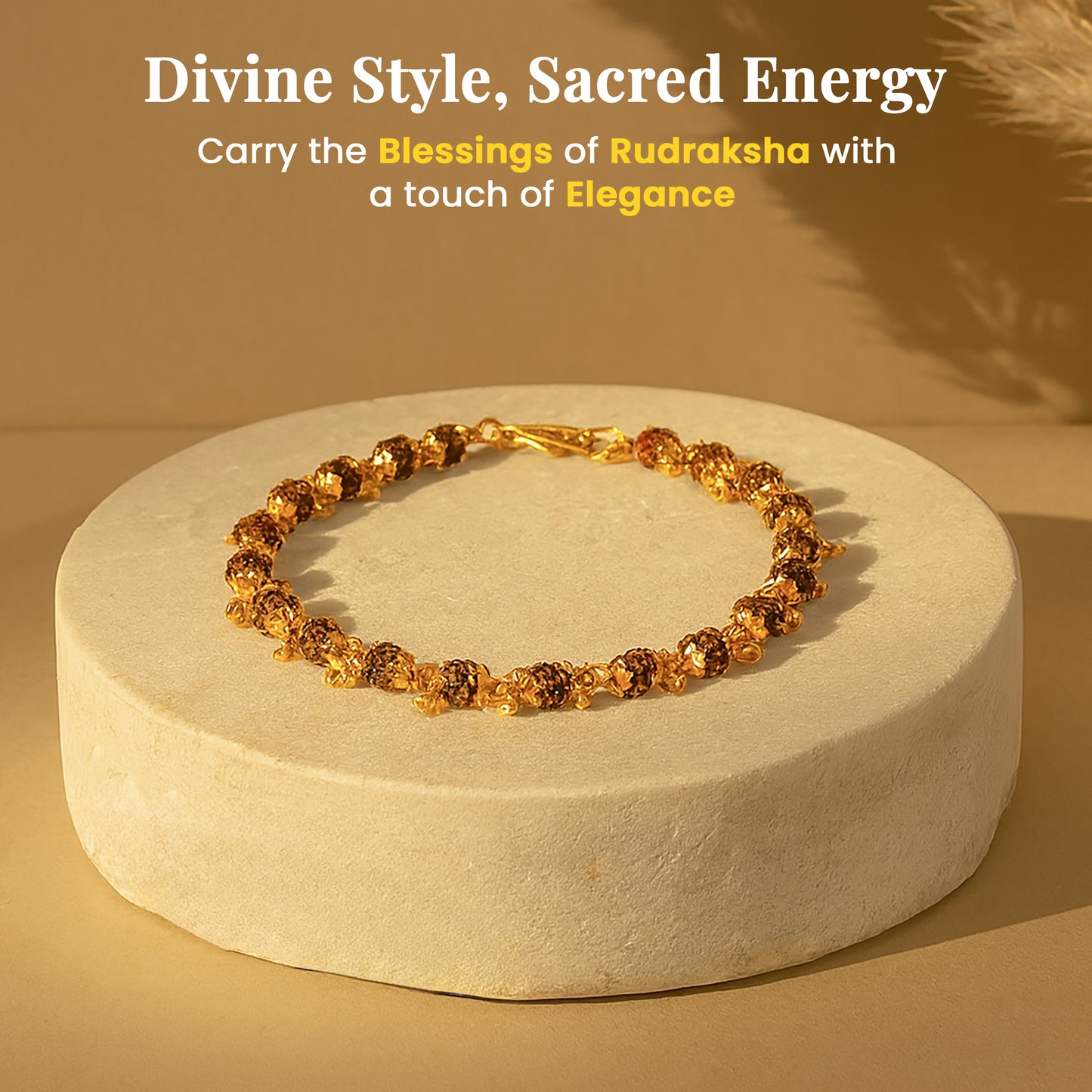 Golden Rudraksha Bracelet for Women โ 5 Mukhi 20 Beads for Meditation & Spiritual Healing