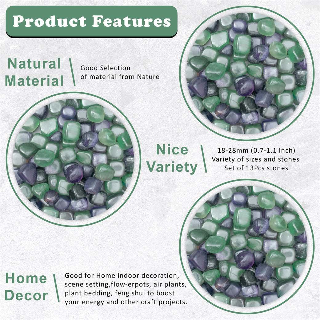 Multi Fluorite Tumbled Stones - TheIndianHand