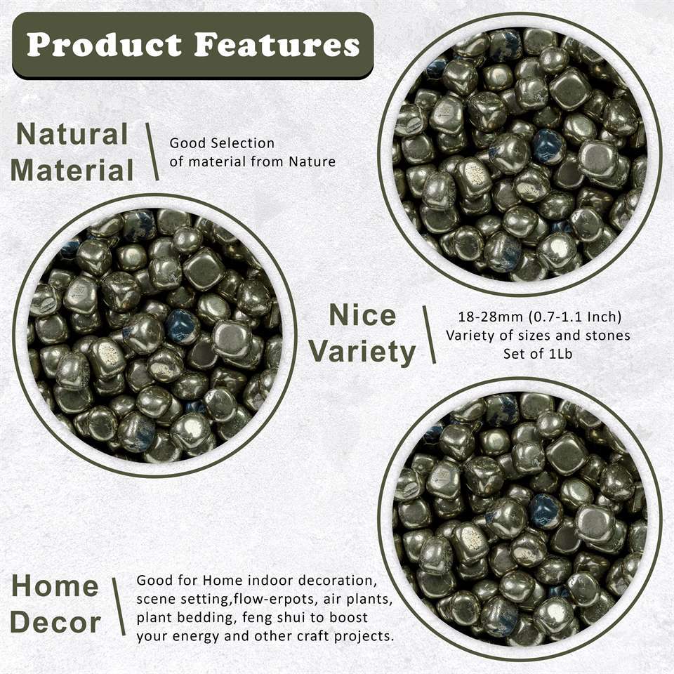 Golden pyrite tumbled stones - TheIndianHand