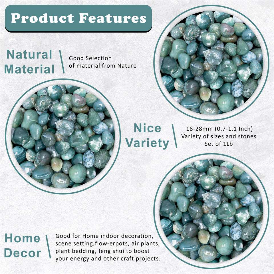 Moss Agate Tumbled Stones - TheIndianHand