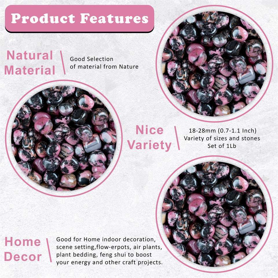 Rhodonite Crystals Tumbled Stones - TheIndianHand