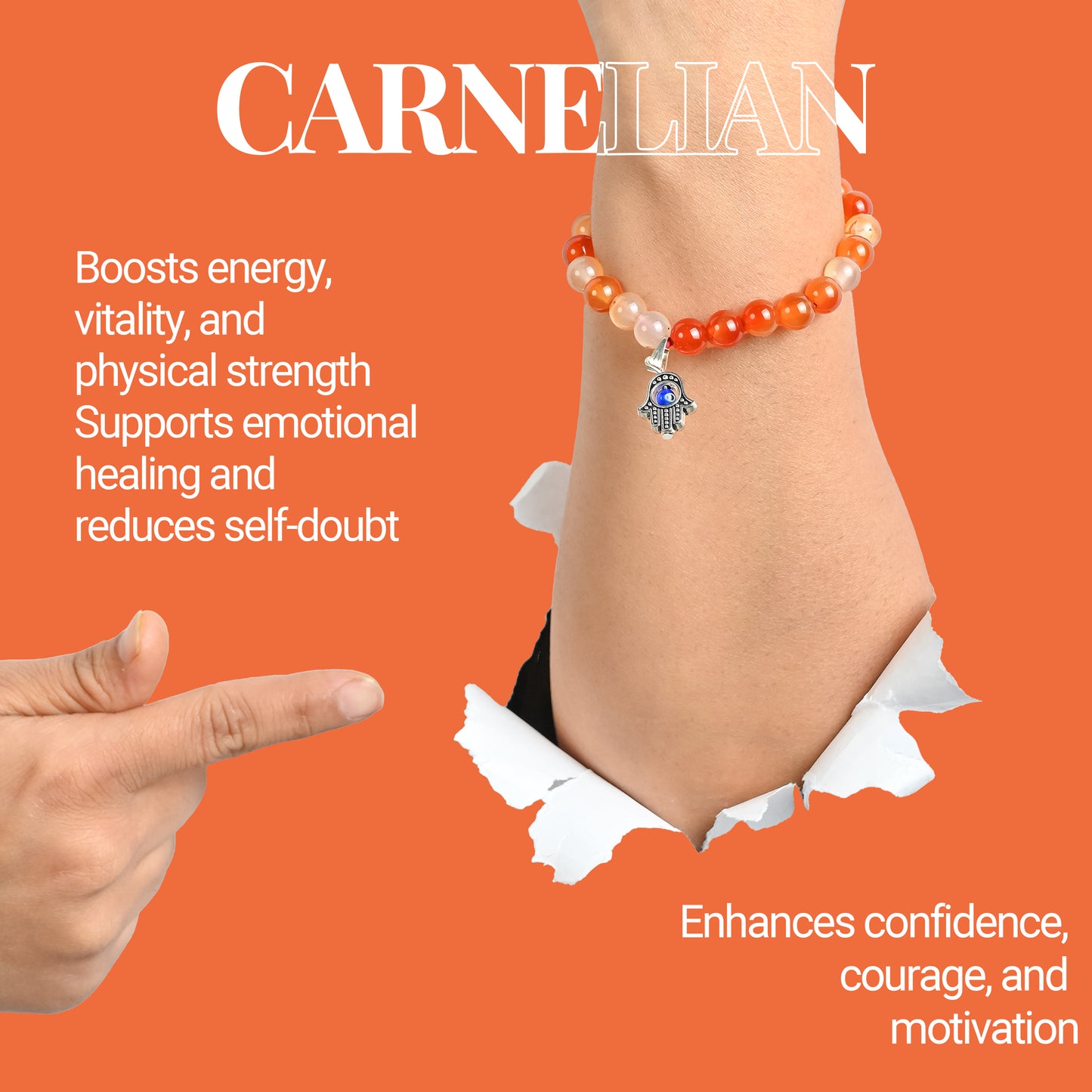 Carnelian Bracelet for Men & Women – Luck, Courage & Vitality