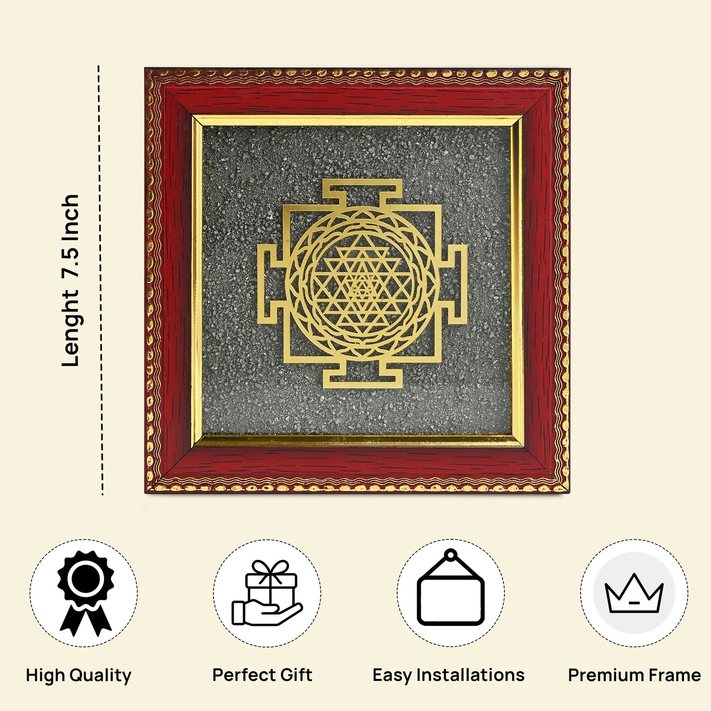 Sri Yantra Pyrite Dust Frame – Vastu Yantra for Wealth, Prosperity & Positive Energy