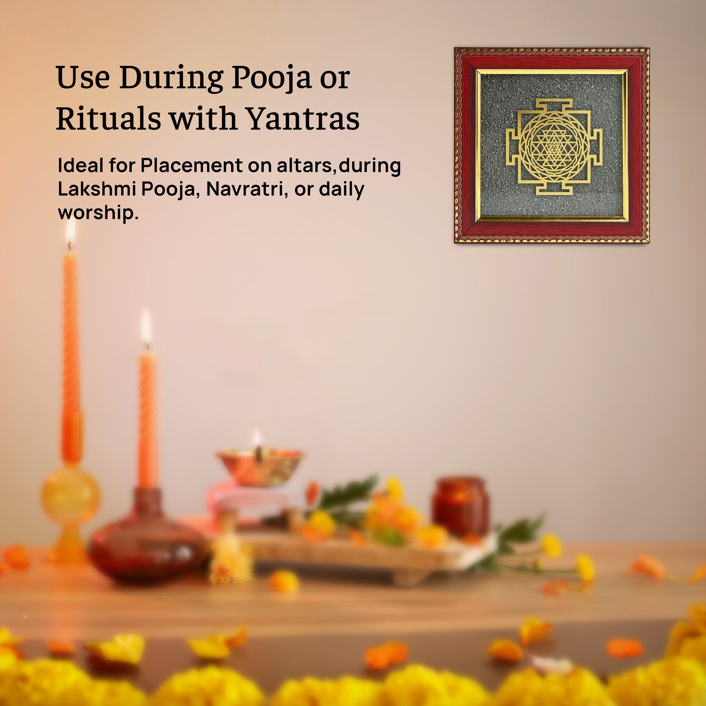 Sri Yantra Pyrite Dust Frame – Vastu Yantra for Wealth, Prosperity & Positive Energy