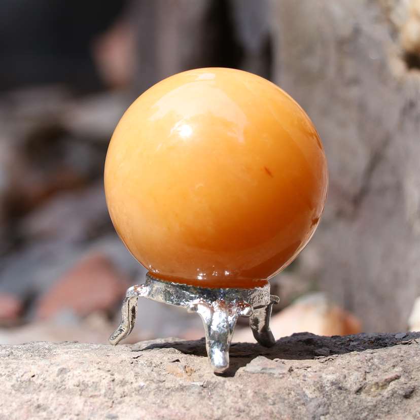 Yellow Jade Crystal Sphere Ball - Optimism and Luck - TheIndianHand