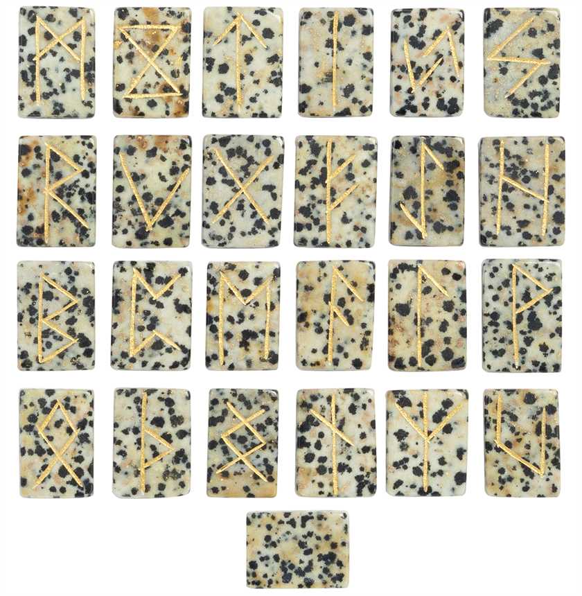 Dalmatian Jasper Rectangle Shape Gemstone Runes 25 pcs Rune Set - TheIndianHand