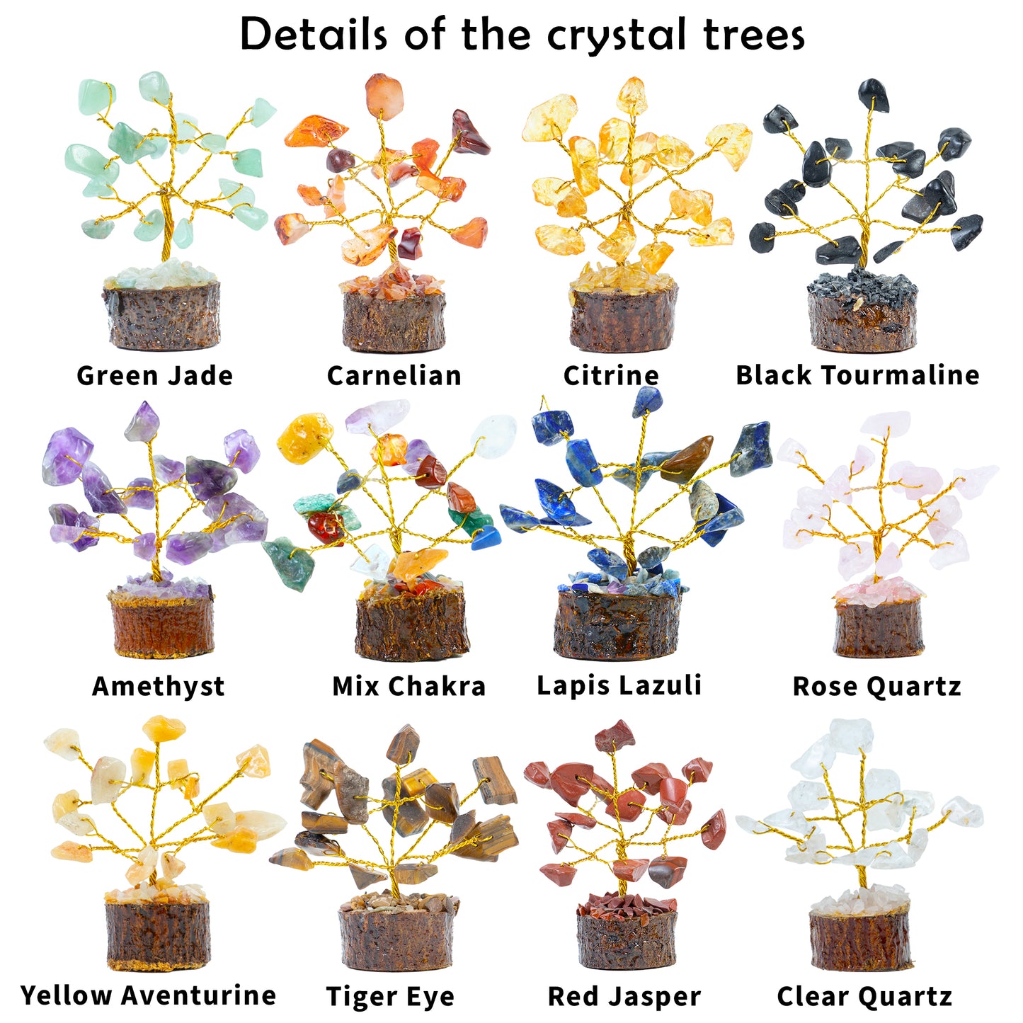 Crystal Tree Set of 12 – Perfect for Corporate Gifting, Healing & Vastu Showpieces