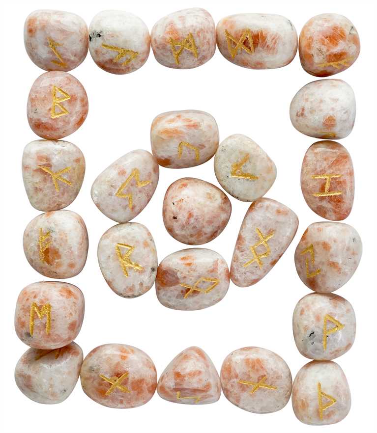 Sunstone Gemstone Runes 25 pcs Rune Set - TheIndianHand