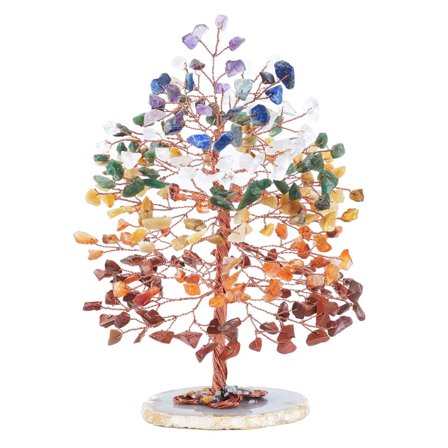 7 Chakra Tree of Life (Geode Agate Slice Base) - TheIndianHand