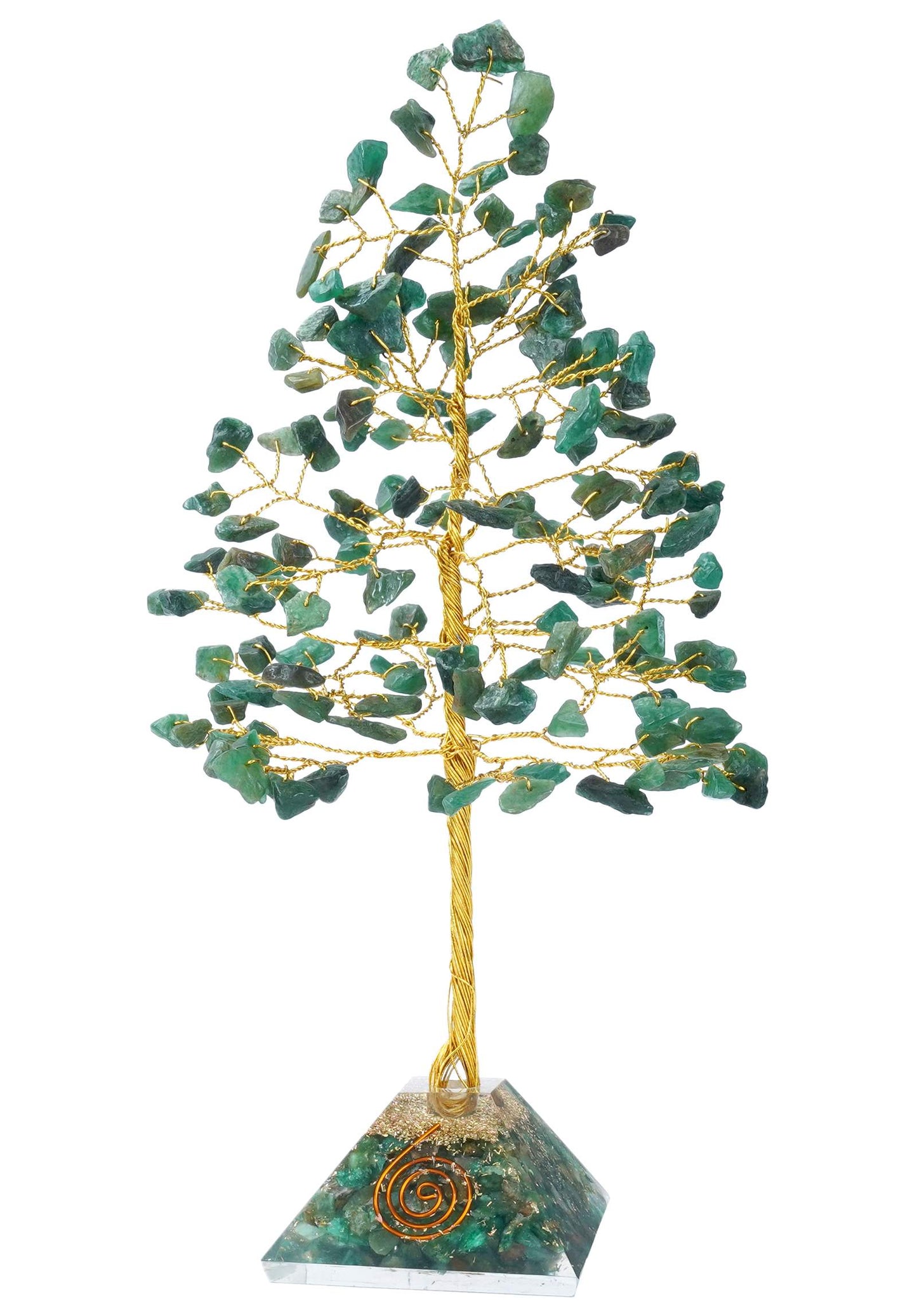 Green Jade Gemstone Tree of Life (Orgone Pyramid Base) - TheIndianHand